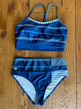 Nani Striped Blue Two-Piece Swim Suit, Worn once! Size Small